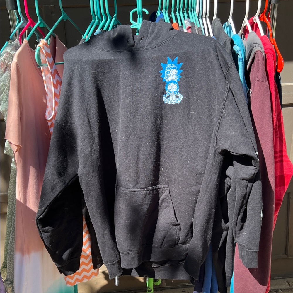 Rick and Morty Black Hoodie with Blue Graphic